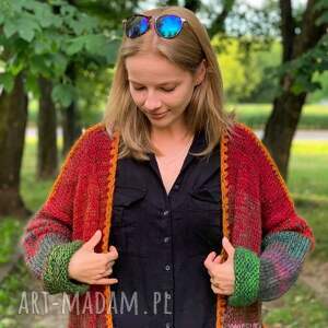 ręcznie robione swetry multikolor kardigan