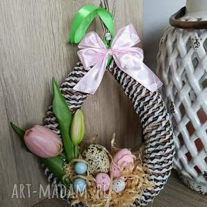 ayagagaya wianek ozdobny wielkanocny na drzwi, wiklina papierowa, dekoracje