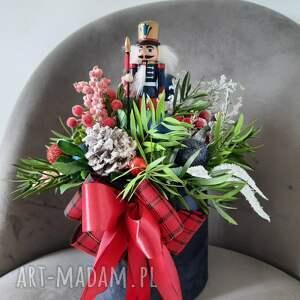 handmade prezent świąteczny flowerbox świąteczny granatowy