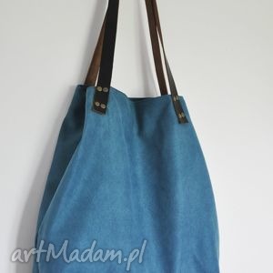 handmade na ramię torba tote XXL - morska