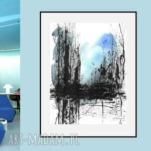 ajan art grafika z cyklu lazurowe drżenia 30cm x 40cm, abstrakcja, pejzaż