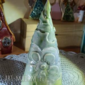 Choinka ceramiczna Wolna Chwila 17 cm - zielona dekoracja świąteczna handmade