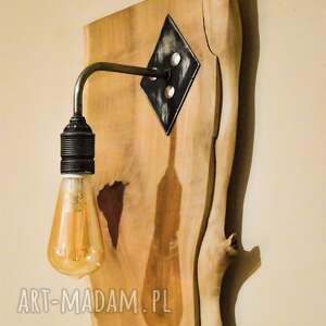 Kinkiet loft handmade z drewna klonowego E27