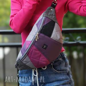 Prezent patchworkowa nerka XXL z łączonych tkanin, mini plecak
