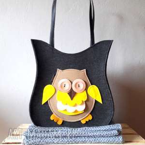 handmade na ramię torba z sową #050