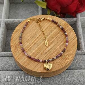 iskrelia damska bransoletka z turmalinu serce ze stali chirurgicznej, biżuteria