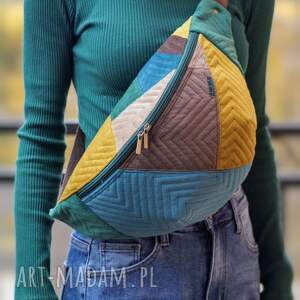 Prezent kolorowa patchworkowa damska nerka XXL, mini plecak