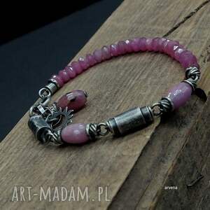 rubiny - bransoletka 020, biżuteria autorska, srebro oksydowane nowoczesna