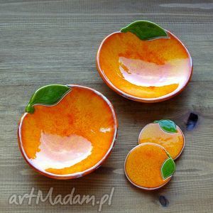 handmade ceramika pomarańcza miseczki