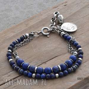 handmade bransoletka srebrna z lapis lazuli