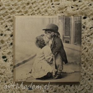 handmade pokoik dziecka obrazek decoupage retro - "dama i dżentelmen"