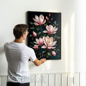 plakaty plakat botaniczny kwiaty magnolia kobiecy - format 40x50 cm