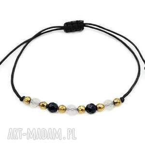 czarna bransoletka szczęścia ochrona bogactwo turmalin cytryn sznurkowa