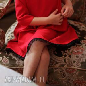 handmade elegancka sukienka odcinana w talii mary, czerwona