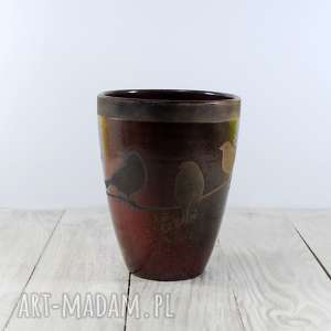 ręczne wykonanie ceramika wazon osłonka wróbelki