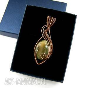 wisiorek z labradorytem wire wrapping prezent niej talizman