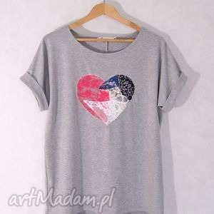 koronkowe serce - koszulka oversize t-shirt, aplikacja