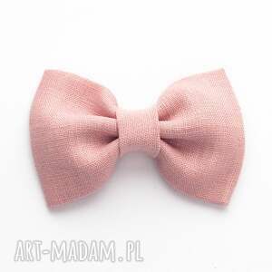 handmade dla dziecka spinka do włosów linen bow dusty pink