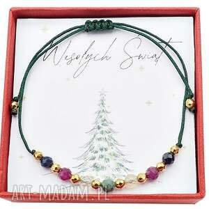 prezent święta Sznurkowa bransoletka z kamień naturalny rubin cytryn