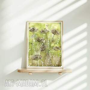 akwarela A5 łąka, sztuka plakaty, trawy
