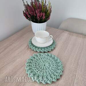 Podkładka okrągła szydełkowa ze sznurka 20cm, pod kubki