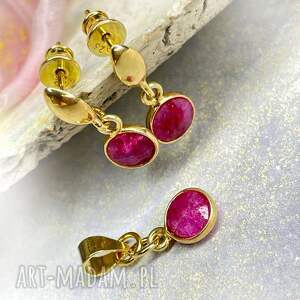 Rubinowy ze złoconego srebra a1166, komplet - rubinami