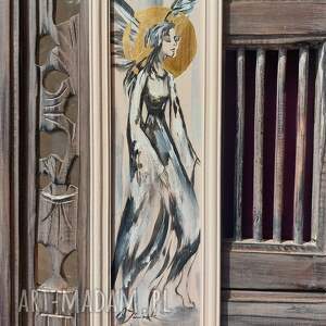 "anioł" obraz malowany ręcznie 12,5cm x 37,5cm