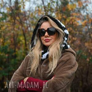 balaclava z moheru ręcznie szydełkowana, kominiarka czapka handmade