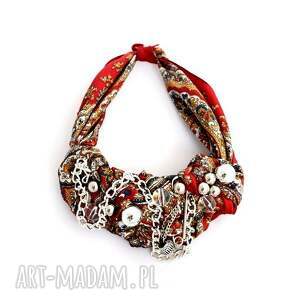 maroco naszyjnik handmade, kolorowy boho etno, czerwony