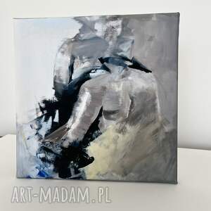Blue - obraz na płótnie 40x40 cm w pastelowym błękicie do sypialni i salonu