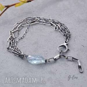 akwamaryn 3. Srebrna bransoletka - Grey Line project biżuteria
