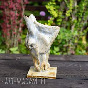 ręczne wykonanie ceramika rzeźba głowy konia - wazon - biały koń - rustic decor - home