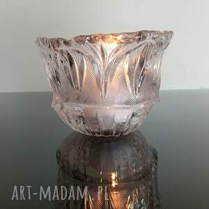 świecznik z kryształowej miseczki, nieregularny, upcykling klasyczny