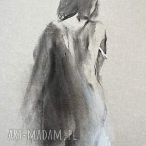 White - szkic kobiety 30x40 cm, grafika do salonu