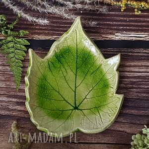 handmade ceramika listek, soczysta zieleń