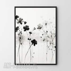 plakaty plakat biało-czarne kwiaty - format a4