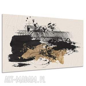 Czarno-złoty obraz abstrakcyjny na płótnie 120x80 cm