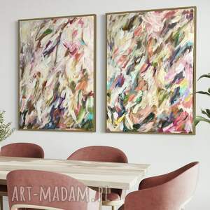 obrazy 100x70 cm zestaw do salonu, abstrakcja na płótnie, nowoczesna