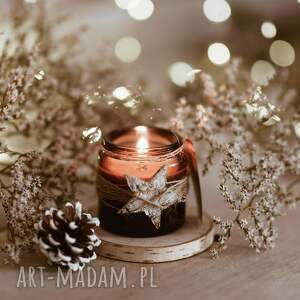 handmade prezent święta świeca sojowa o świątecznym zapachu jodły, goździków, rozmarynu