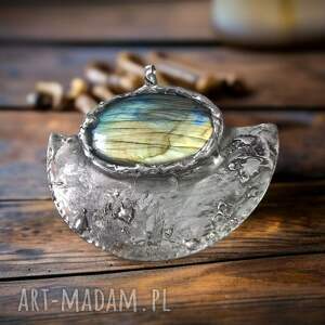 Wisior Horyzont z Labradorytem, duże wisiory, naszyjnik