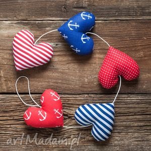 handmade dekoracje sercowa marynarska girlanda, 5 serc
