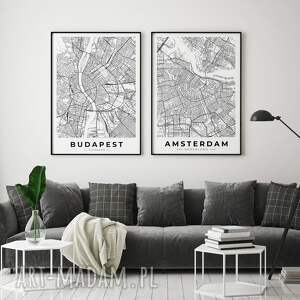 mapy miast - budapeszt amsterdam plakaty 30x40 cm