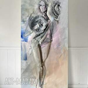 w kwiatach - 60x130, kobieta duży obraz obrazy do salonu, sypialni