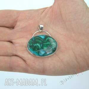 wisior z chryzokolą, chryzokola i srebro srebrze, biżuteria