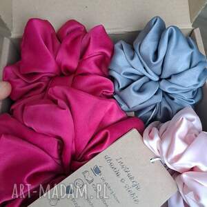 Satynowe scrunchie handmade - zestaw 3 gumek do włosów