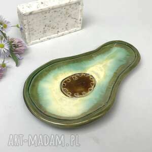 ceramiczna mydelniczka ręcznie robiona avocado, akcesoria łazienkowe, polskie