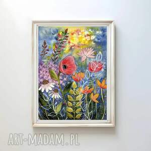 Oryginalna akwarela A4. Łąka - ręcznie malowana dekoracja art-Madam.pl