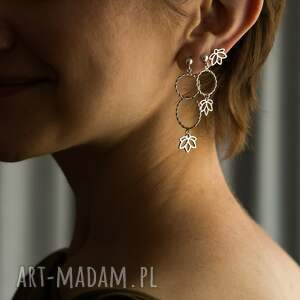 Srebrne kolczyki lotosy midi Jachyra Jewellery - symbol OM i jogi