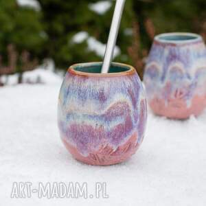handmade ceramika ceramiczne naczynie do yerba mate/ lodowy róż/ matero ceramiczne