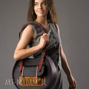 Prezent Torebka skórzana wykonana ręcznie modny kolor bakłażan